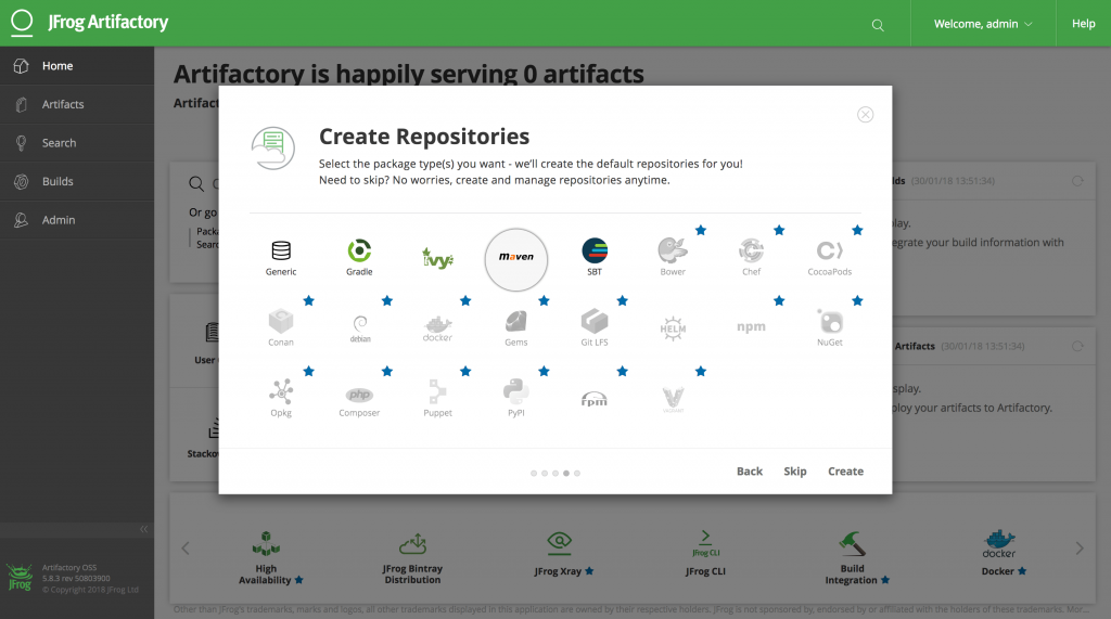Repository Setup in JFrog Artifactory 5 Web Application